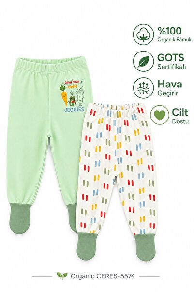 Melekpare Bebek&Çocuk Organik Patikli Pantolon Kendinden Çoraplı Alt Pijama M...