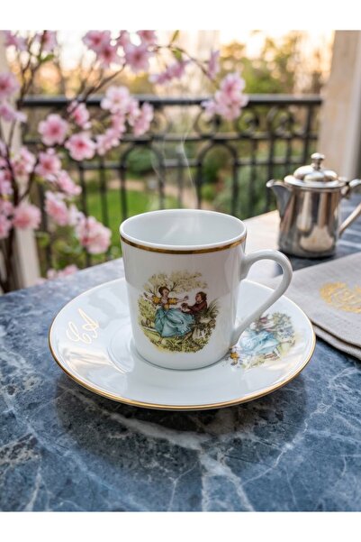 Fransız Limoges PORALIM Limoges Fransa Damgalı Vintage Porselen Kahve Fincanı...