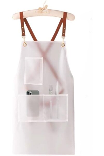 ALMEKAQUZ 1PCS Kitchen Apron with 3 Pockets, Plastic Waterproof Transparent W...