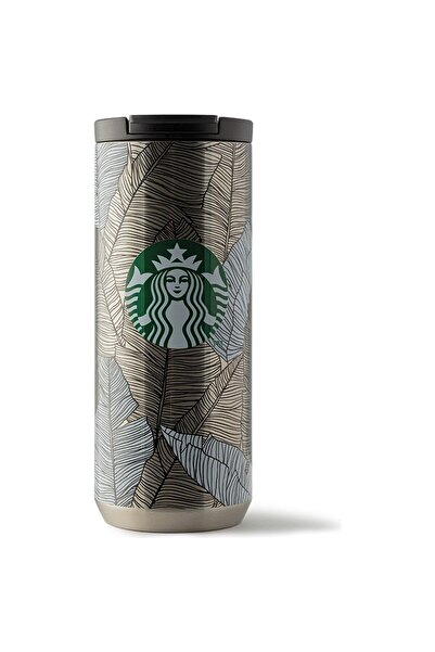 Starbucks ترمس من الفولاذ المقاوم للصدأ بنقش أوراق الشجر - 355 مل