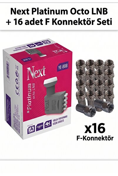 NEXT NEXTSTAR 8'li LNB Full HD 4 Çıkışlı Universal LNB + 16 Adet F Konnektör ...