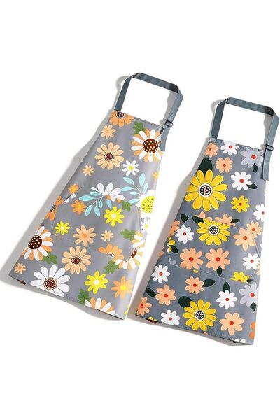 Duomama Women's 2-Pack Adjustable Waterproof Kitchen Aprons with Pockets – Id...