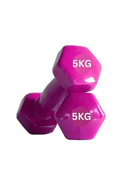 Generic 5KG Dumbbell Set of 2 – Pink Hex Vinyl Coated Hand Weights for Home G...