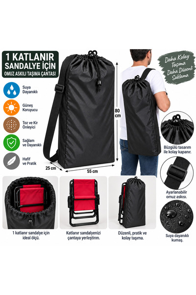 Magiclady Katlanır Sandalye İçin Omuz Askılı Taşıma Çantası – Büzgülü, Geniş ...