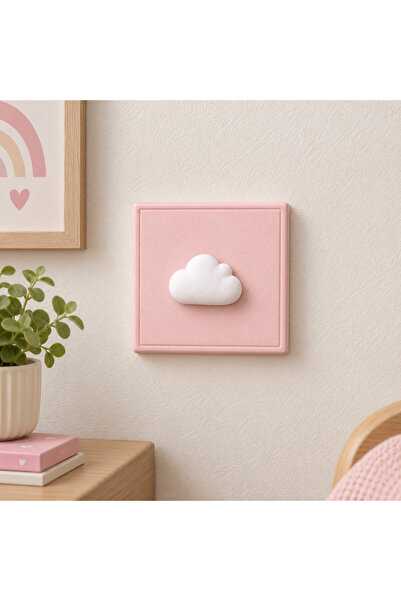 NureStore Bulut Figürlü Dekoratif Priz Kapağı - Pudra Pastel Pembe