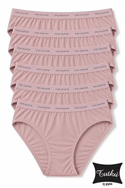 Tutku Kadın 6’lı Gül Kurusu Pembe Pamuklu Likralı Bikini Külot 0599
