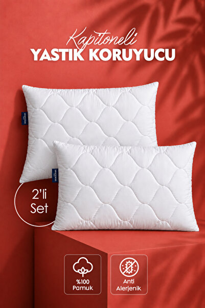 Morpheus Home %100 Pamuk Kapitoneli 2'li Yastık Alezi Koruyucu Kılıf Fermuarl...