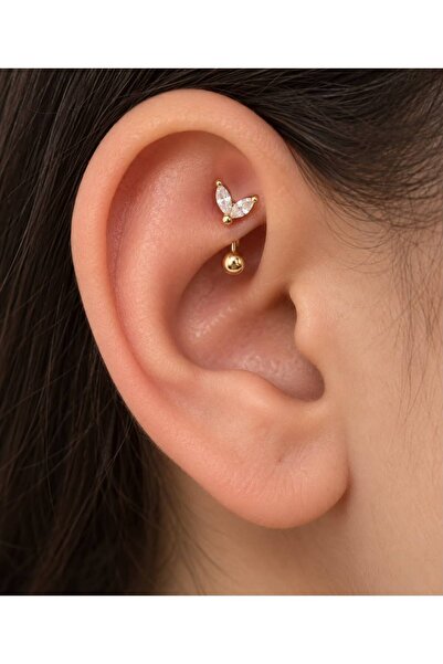 Arescollection CERRAHİ ÇELİK ZİRKON TAŞLI 1 ADET ROOK PİERCİNG