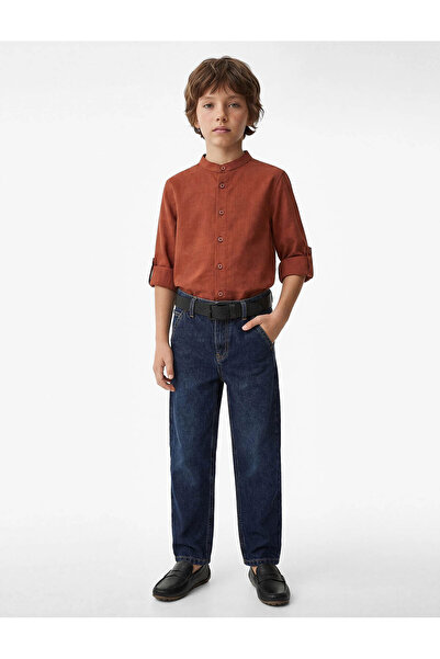 Koton Cotton Buttoned Long Sleeve Court Collar Shirt