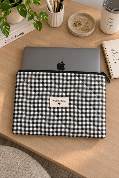BagsMadame Siyah Pötikare Desen Tablet Çantası 32x22 Cm 11.5 İnç Tablet Kılıf...