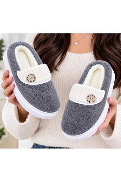 PLN SHOES Women's Comfortable Lightweight Button Detailed High Eva Sole Plush...