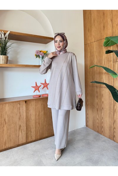 Modam Bella Oysho Fabric Cross Ribbed Stone Double Set