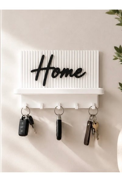 STRAWLİN MAISON Home Yazılı Raflı Duvar Anahtarlığı | Modern Antre Duvar Deko...