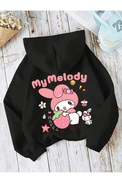 NIGRUM PARDUS سويت شيرت بناتي بغطاء رأس مطبوع عليه HAPPY MELODY، مصنوع من الق...