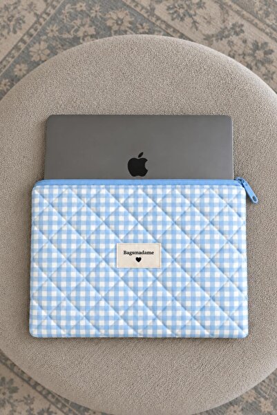 BagsMadame Mavi Pötikare Desen Tablet Çantası 32x22 Cm 11.5 İnç Tablet Kılıfı...