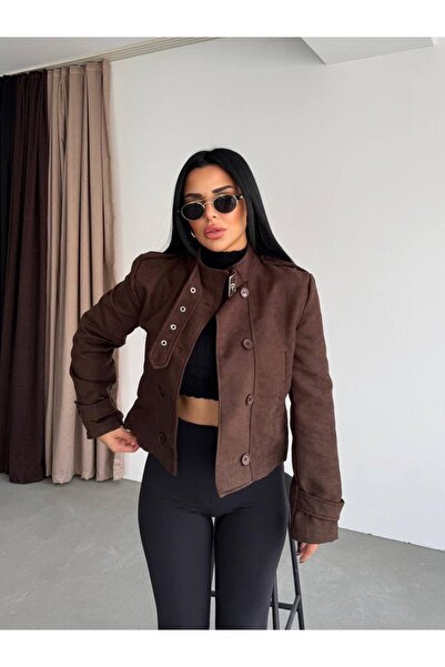 Kedi Fashion Tokalı süet ceket