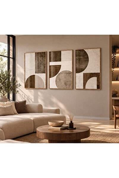 Tuba Decor Set de picturi pentru sufragerie din 3 piese cu rame din lemn, ton...