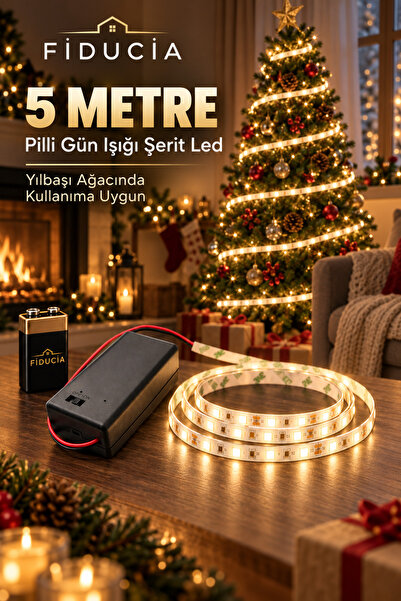 FIDUCIA Pilli 5 Metre Gün Işığı Şerit LED 9V Pil Dahil