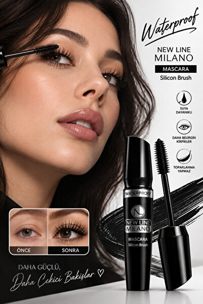 New Line Milano Waterproof Maskara – Silikon Fırçalı Suya Dayanıklı Siyah Rimel