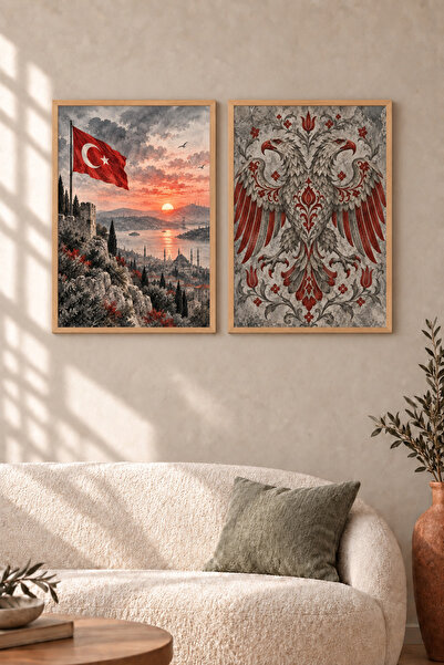 HOPE DİZAYN Türklük Özel Serisi 2’li Çerçeveli Dekoratif Tablo Seti