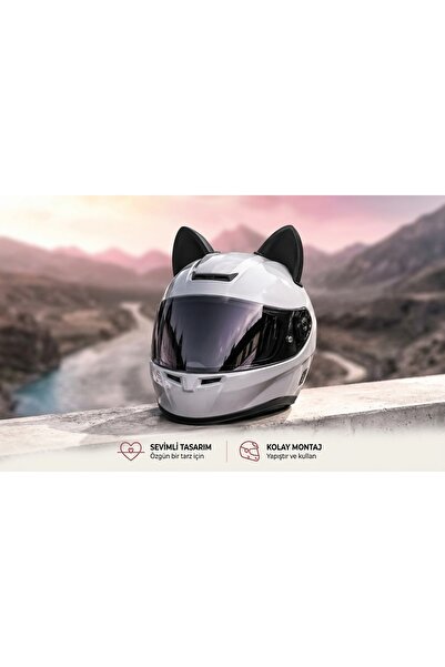 ude desing 3d Motosiklet Kaskı İçin Kedi Kulağı Aksesuarı - Dekoratif Yapıştı...