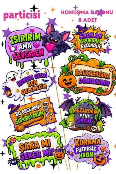 Halloween Cadılar Bayramı Konuşma Balonu 8 adet