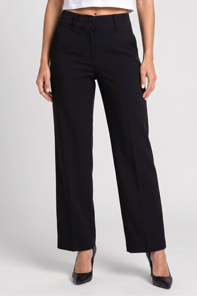 Minus Women Regular Fit Wide Leg Solid Pants, Black