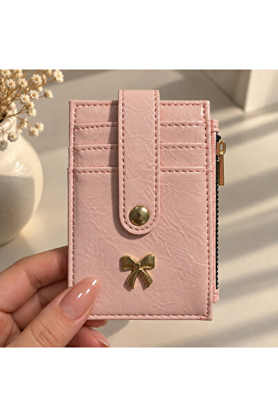 BAGS Bow-Tie Zippered Snap Fastener Card Holder Wallet with 3 Card Compartmen...