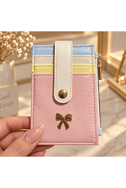 BAGS Bow-Tie Zippered Snap Fastener Card Holder Wallet with 3 Card Compartmen...