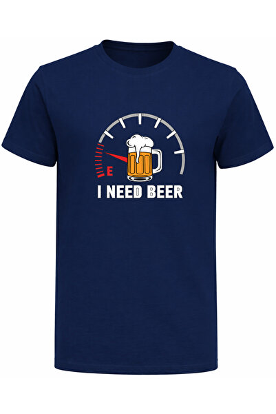 Efendioğlu Design I Need Beer Written Cotton Printed T-Shirt