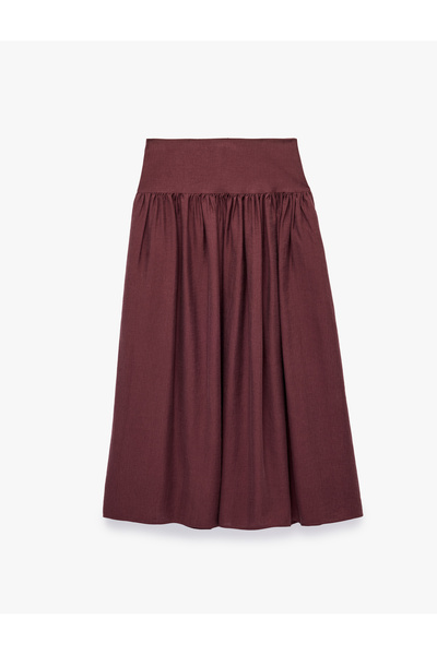 Koton Dobby Bell Bottom Midi Skirt with Pockets and Waist Accents