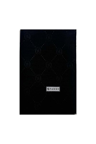 Vakko Cotton Silk Monogram Shawl 42140-Black
