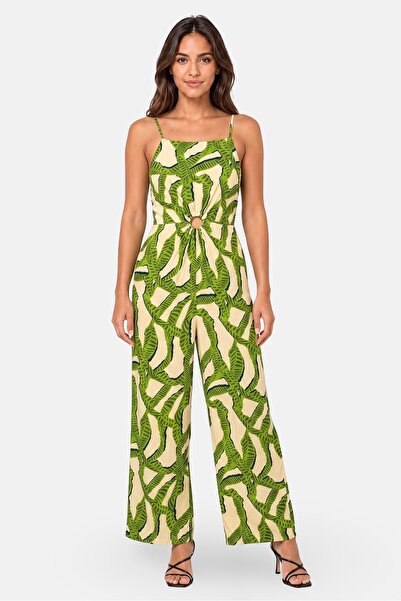 Desires Women Square Neck Sleeveless Allover Print Jumpsuit, Multicolor