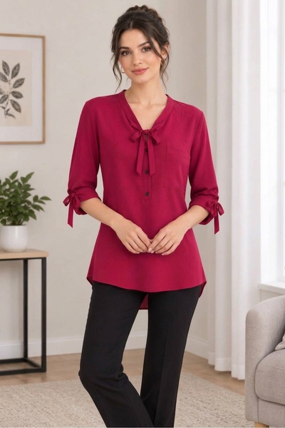 BAYLIN FASHION Fiyonk detaylı Düğmeli Bluz