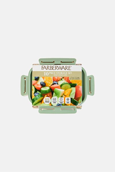 Farberware 10 Pcs Food Storage Containers With Snap Down Lids, Multicolor