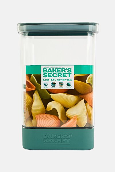 Baker's Secret Square Airtight Plastic Container With Silicon Base 3,9 L, Tra...