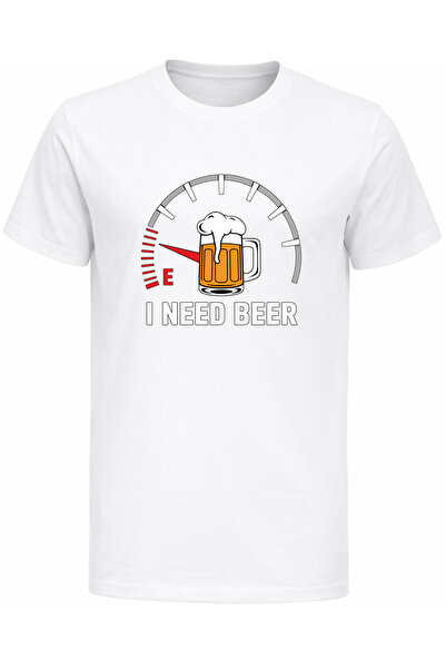 Efendioğlu Design I Need Beer Written Cotton Printed T-Shirt