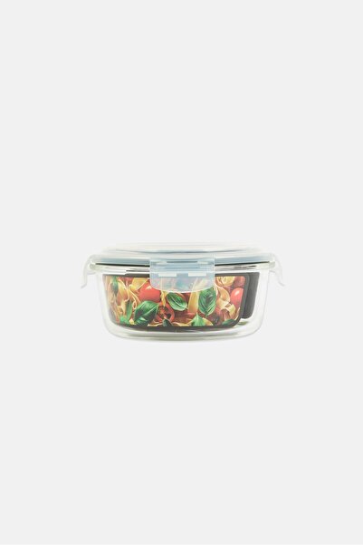 Kitchen Details Round Shape Glass Food Container With Lid 950 ml, Transparent
