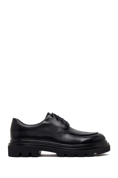 Derimod Men's Black Lace-Up Thick-Soled Leather Casual Shoes Wm660020Dv