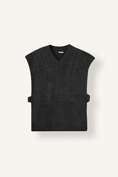 DeFacto Relaxed Fit V-Neck Hair Knit Knitwear Vest I3042Ax26Wn