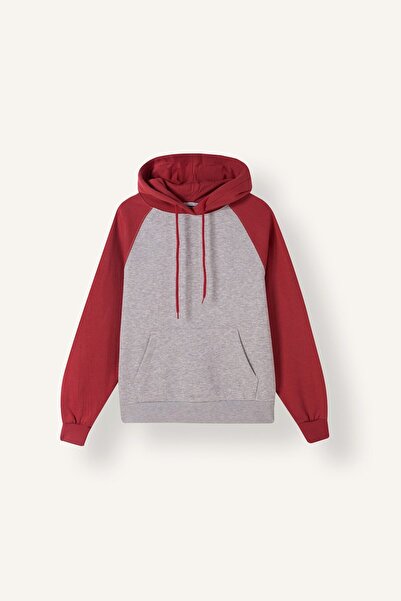 DeFacto Oversize Hooded Raglan Sleeve Thick Sweatshirt with Kangaroo Pocket I...