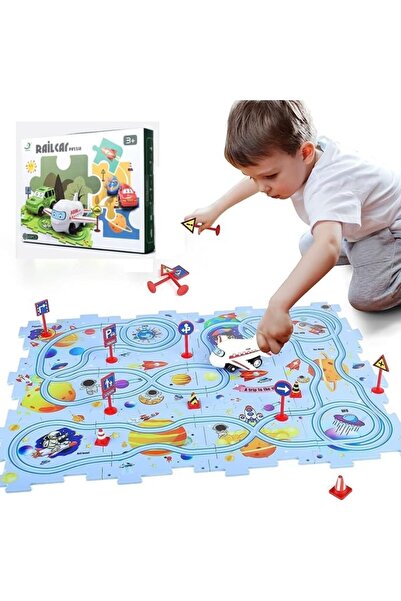 XICEN 25PCS Puzzle Racer Kids Car Track Set, Space Jigsaw Puzzle Racer Car Tr...