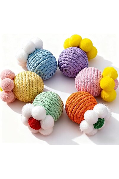 EXCEFORE Interactive Cat Ball Toys, Durable Colourful Cotton Rope Balls with ...