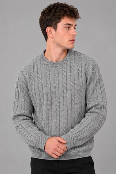Stilkombin Patterned Knitted Crew Neck Sweater Dp 16643_10065
