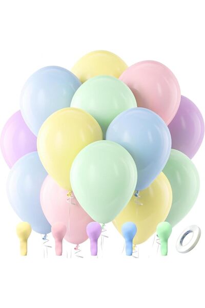 EXCEFORE 100 PCS Pastel Latex Balloons, 12-Inch Round Macaron Multicolor Ball...