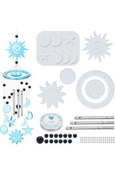 HASTHIP ® Sun Resin Molds Silicone Kit for Wind Chimes, Keychain, Earrings, P...