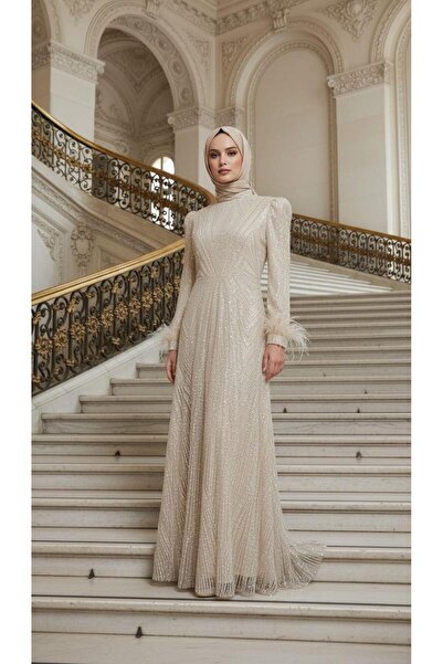 perfectmegastore Pınar Şems Tamamı Taşlı Abiye Elbise-AYGEN
