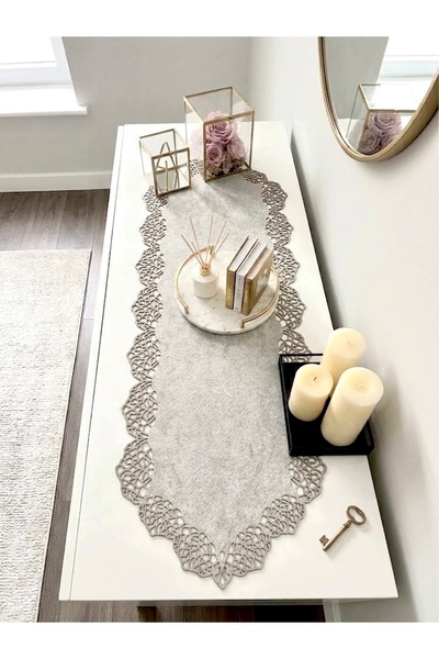 Ergüven Home قماش سويدي بلون بيج غامق (لون الحجر) مقاس 40x120 سم - تصميم عصري