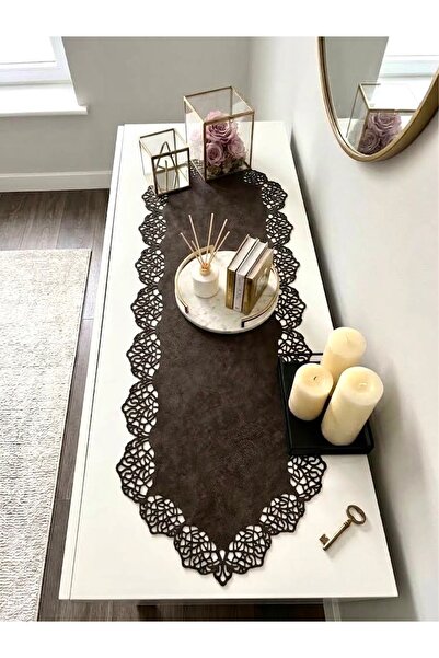 Ergüven Home قماش من جلد الغزال باللون البني الداكن (وينج) مقاس 40x120 سم - ت...