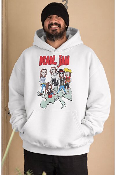 Fuddy Moda Hanorac unisex cu glugă cu imprimeu Pearl Jam, hanorac supradimens...